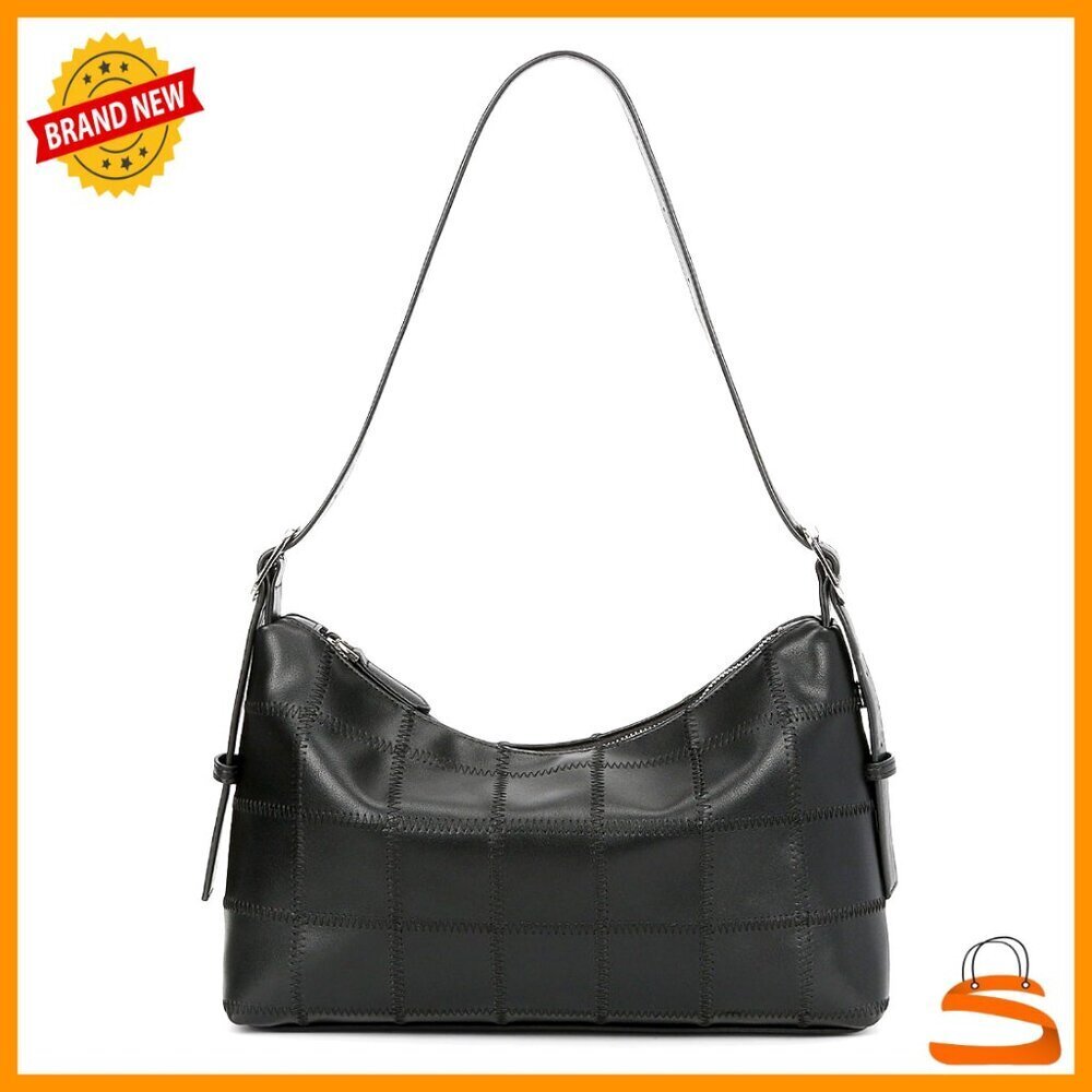 Large Checkered Vegan Leather Tote Crossbody Bag Adjustable Strap Zipper Closure